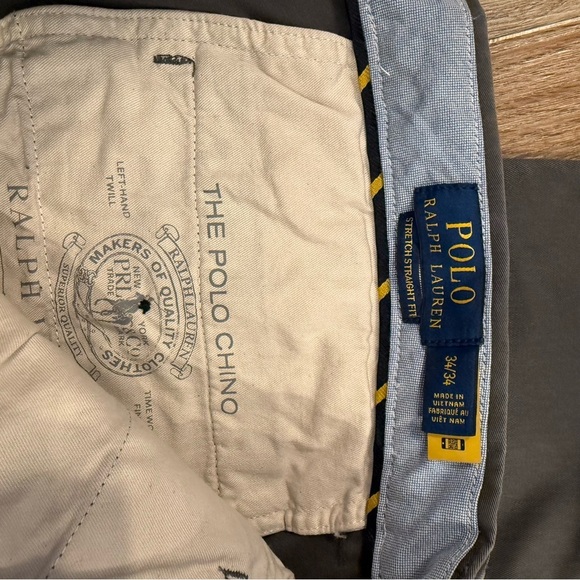 Polo Ralph Lauren Mens Straight Fit The Polo Chino Pants Gray 34x34 Preppy FLAW - Picture 5 of 11